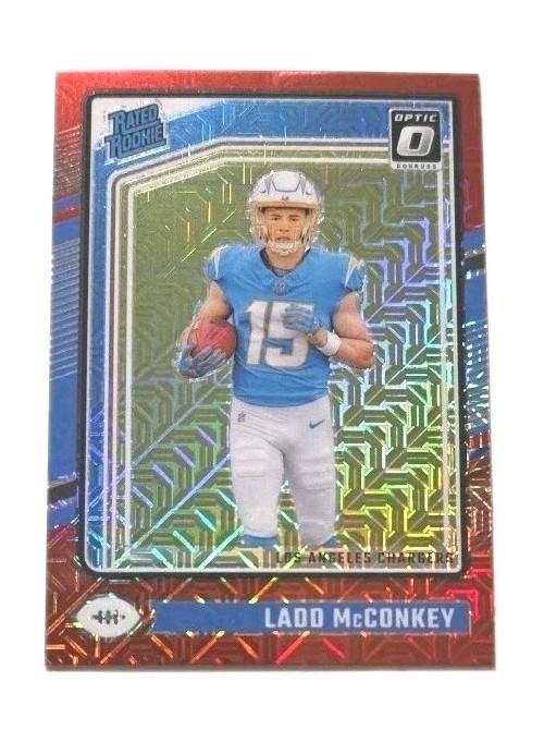 2024 Panini Optic Red Mojo Ref #266 Ladd McConkey RC (CHARGERS) !!