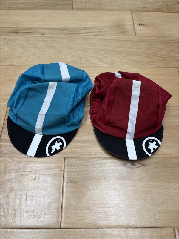 Lot of 2 Assos Summer Cycling Caps | One Size | Red & Blue