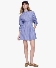 Gap NWT Fit & Flare Mini Shirt Dress Blue & White Stripe Size medium Tall