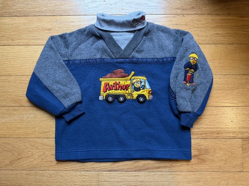 Vintage Y2K 90s Arthur Embroidered Turtleneck Navy Sweatshirt 2T PBS Kids HTF