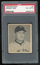 1948 Bowman Rookie HOF Player Coach Scout Johnny Mize #4 PSA 6 Clean Beauty!