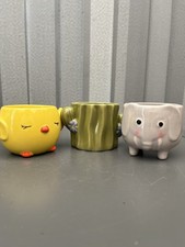 Set of 3 Cute Ceramic Plant Pots Planters Chick Elephant Cactus Succulent Pots
