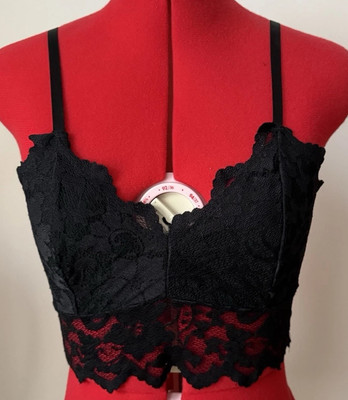 Lace Stretch Corset. Black Color Top Bra Bustier. M Medium Size. New Without Tag