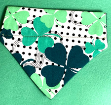 Over Collar Slide On Pet Dog Cat Bandana  ST. PATRICKS DAY SHAMROCKS  XSMALL