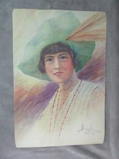 PORTRAIT A L'AQUARELLE, signé