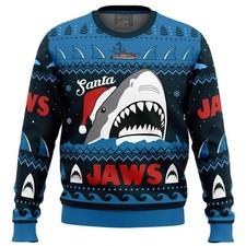 Ugly Christmas Sweater Great White Shark Santa Ocean Funny Novelty Jumper Gift