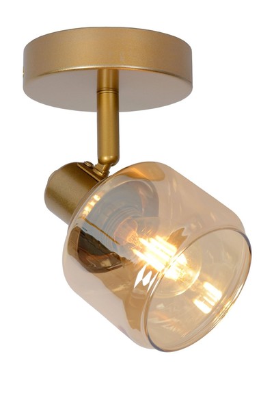 Deckenstrahler Gold Bernstein Glas Schwenkbar L:14 Cm E14 Deckenleuchte Flur-image