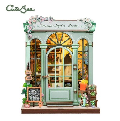CUTEBEE Magic Florist Book Nook 3D Holz DIY Kit, LED-Licht