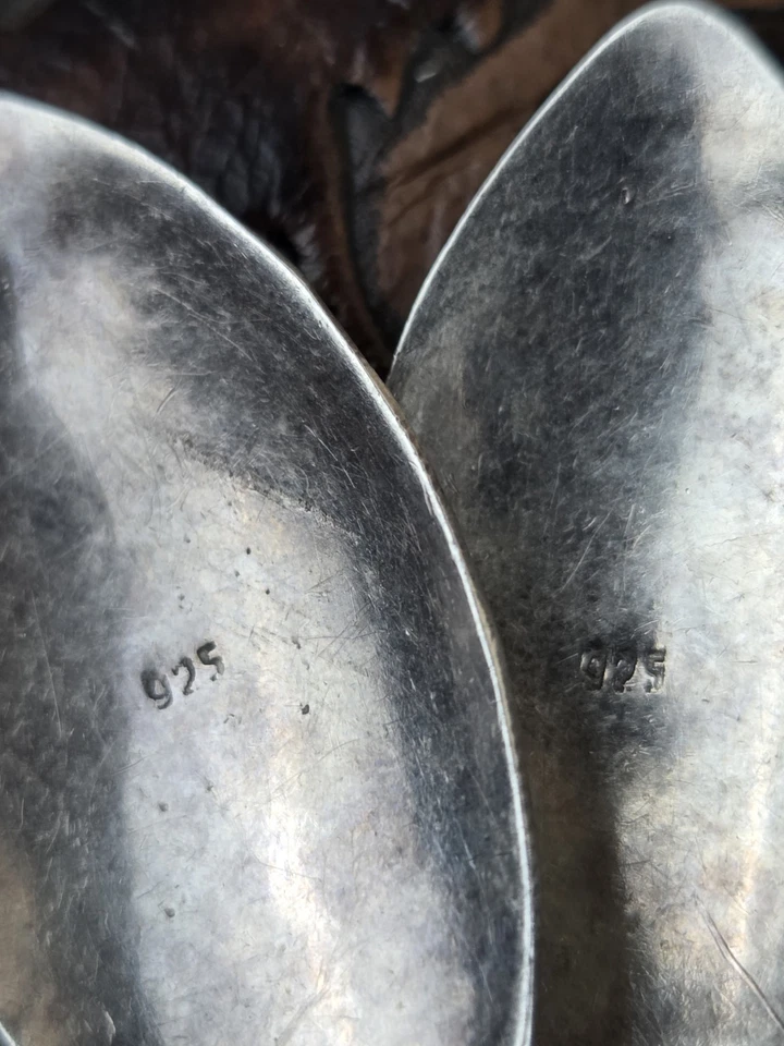 Artisan Handcrafted Hammered Dangle Earrings Long 925 Sterling Silver - Image 3 of 4