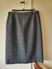 VTG Harve Benard sport wool pencil skirt midi Sz 16 black/gray plaid READ ALL 