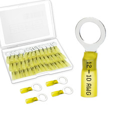60 PCS Heat Shrink Wire Connectors, 12-10 AWG Ring Terminals, 12-10 Gauge 3/8" S