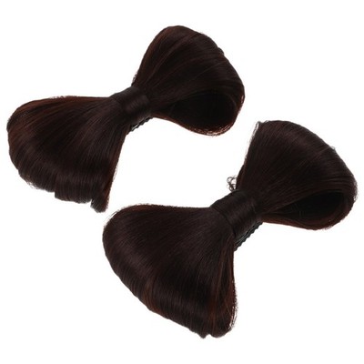 2pcs Bowknot Hair Clips - Faux Hair Buns Clip - Wig Hairpiece - Decorative