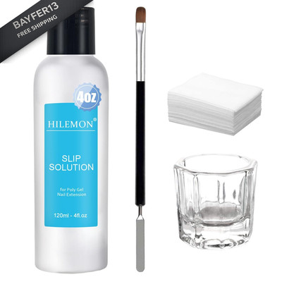 Poly Gel Slip Solution Set, 4Oz Liquid with 1 Fl Oz (Pack of 4), CLEAR 