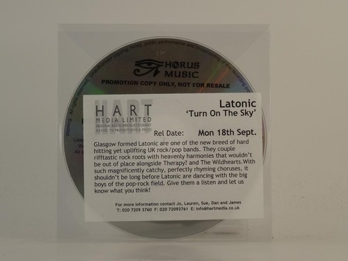 LATONIC TURN ON THE SKY (H1) 3 Track Promo CD Single with Plastic Sleeve HORUS M