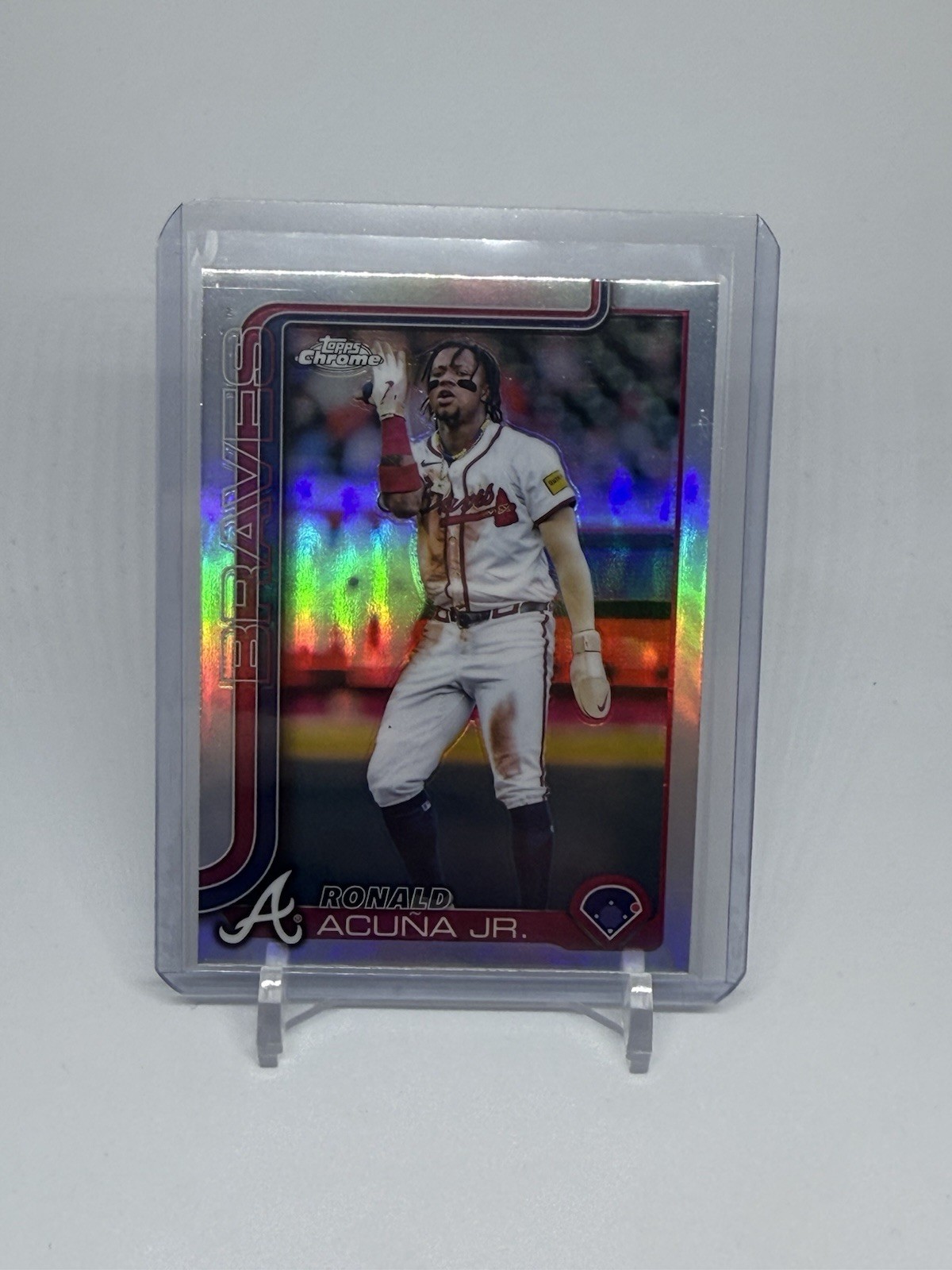 2025 Topps Chrome Baseball Refractor #257 Ronald Acuna Jr. Atlanta Braves