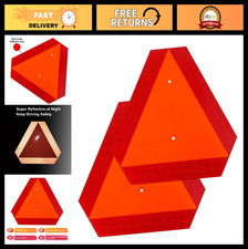 2-Pack Reflective Slow Moving Vehicle Triangle Sign - 14"x16" Durable Plastic fo