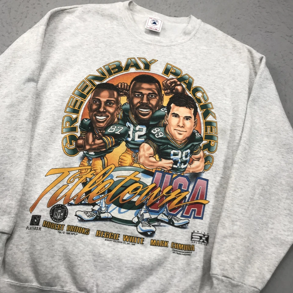 Sudadera DE COLECCIÓN Green Bay Packers Para Hombres 2XL Titletown Caricatura Cuello Redondo Años 90 Foto 3 de 4