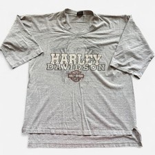 Vintage Gray Harley Davidson oversized t-shirt 3/4 sleeve made in USA size XL