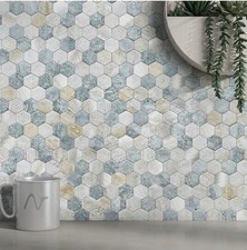 Hexagon 3D Self Adhesive Wall Tiles Kitchen Backsplash Peel and Stick 5 Sheets