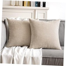 Pack of 2 Decorative Pillow Covers 18x18 Inch Soft 18" x 18" Pack of 2 Beige