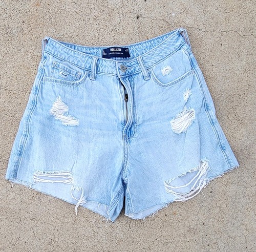 Hollister Ultra High-Rise 90s Denim Shorts Size 4 W27 Light Wash Distressed