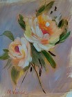 MONA VIVAR 14x11Contemporary Impressionist Roses Original Acrylic Painting — photo 1