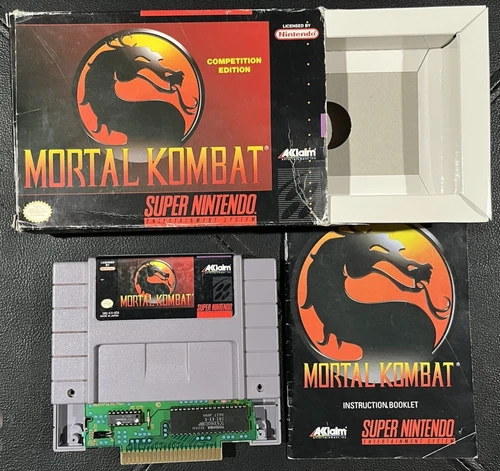 Mortal Kombat 1 Super Nintendo SNES 1993 Complete in Box! Cleaned & Tested!