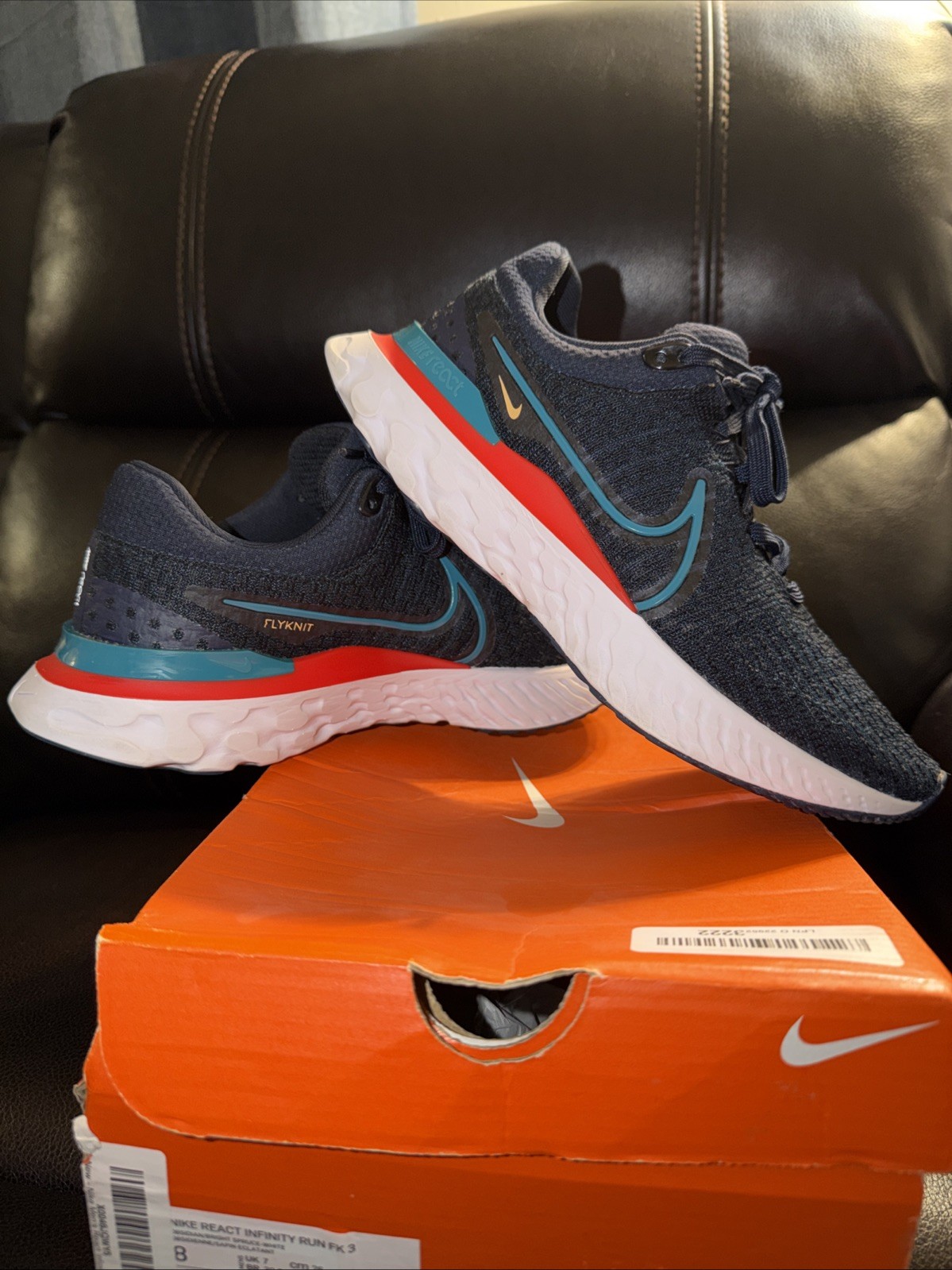 Nike React Infinity Run Flyknit 3 Obsidian Bright Spruce Size Men’s 8 Womens 9.5 image 2