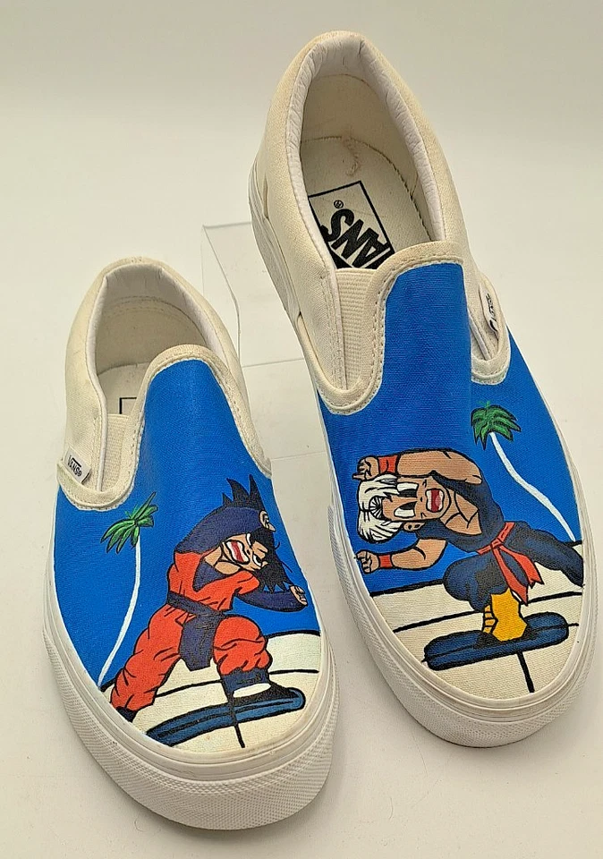 Vans Off the Wall Slip-On Pintado a Mano Anime Unisex Talla 6 Hombres 7.5 Mujeres RARO Foto 2 de 4