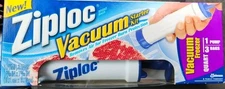 Ziploc Vacuum Starter Kit Hand Pump With 3 Freezer Quart Bags New Sealed In Box