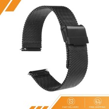 316L Stainless Steel Mesh Watch Band 20mm Quick Release Adjust Strap - Black