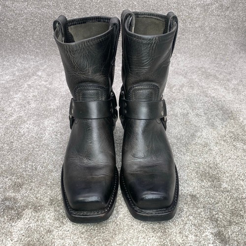 Frye Boots Harness 700 Women’s Sz 7M Black Leather Ankle Square Toe 1163 - Picture 2 of 12