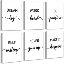 Drsoum 8''x 10''x 6pcs, inspiring quotes white 