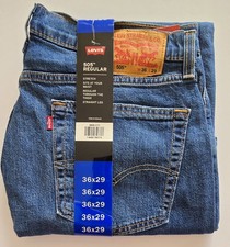 Levi's 505 Men's Jeans Regular Fit Sits At Your Waist Straight Leg Blue 36x29