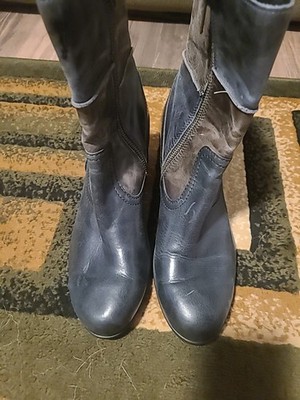 Born Hayley Colorblock Leather Ankle Boots Womens Size 10M Zip Blue Brown Gray