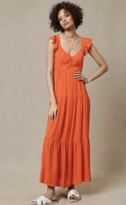 MINT VELVET Ruffle Boho Maxi Dress Size - UK 10 Orange