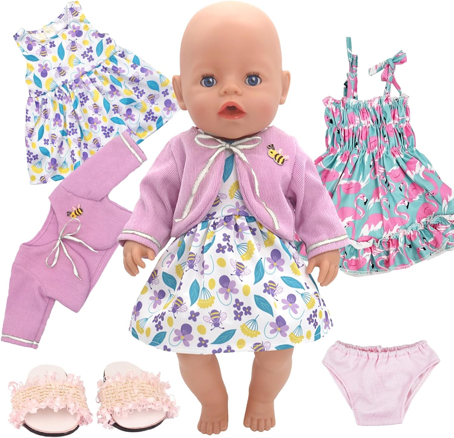 Doll Clothes Dress for 14-16 Inch Baby Dolls, 2-packs Sweet Outfits Dress Coat