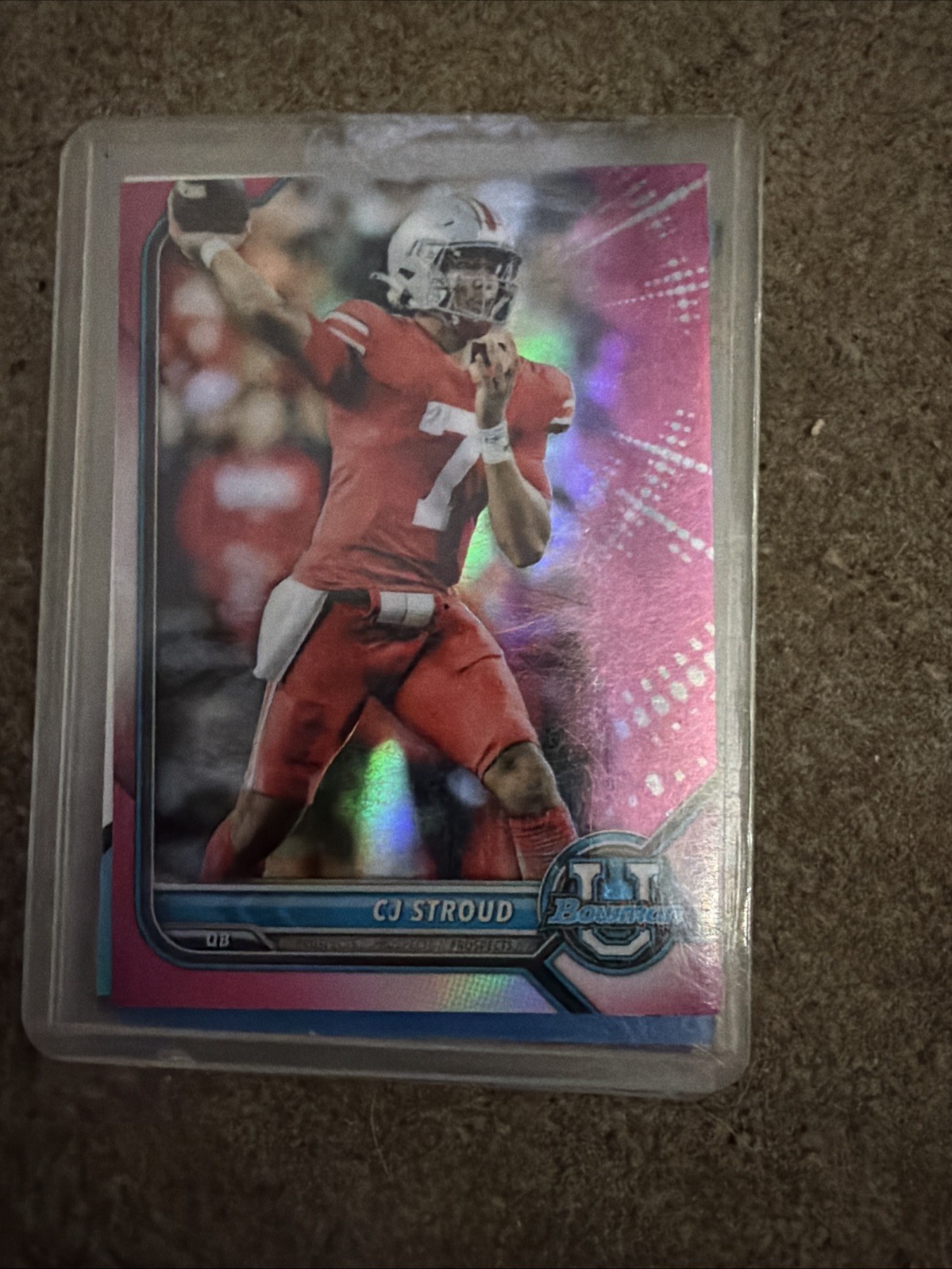 2021-22 Bowman University - C.J. Stroud #3 Chrome Prospects Pink Refractor (RC)