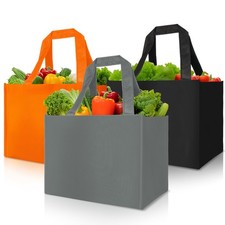 3 Pack Reusable Grocery Bags Heavy Duty Foldable Canvas Tote Large Shopping Bag