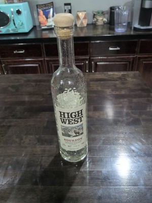 Empty Corked Clear 750 mL Bottle of High West Straight Bourbon Whiskey