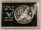 1936 BERLIN OLYMPICS COMMEMORATIVE 1 OZ SILVER ROUND .999 - GEM BU WITH CARD!