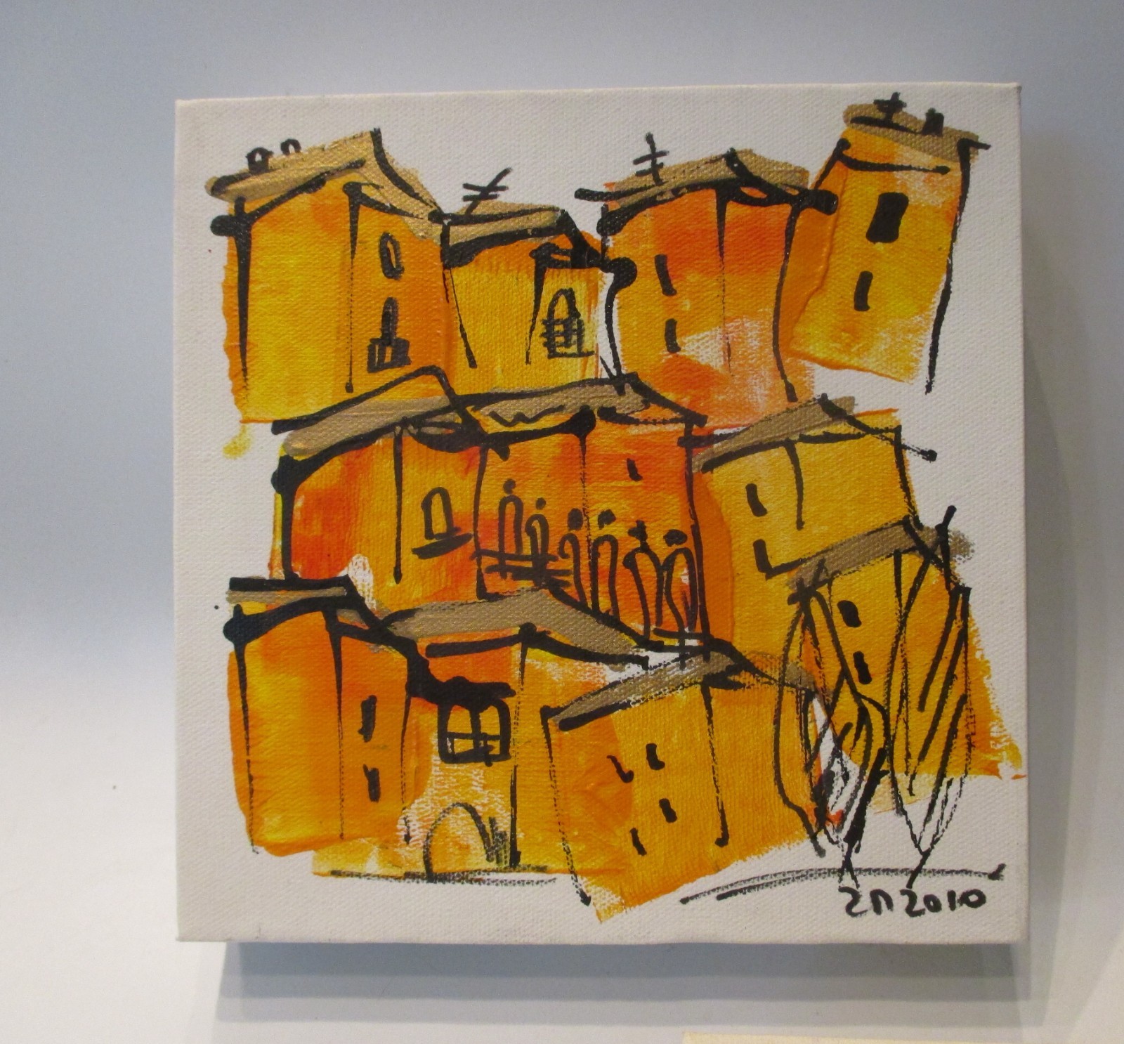 Italy 2 on canvas each 20x20x4 cm picture drawing painting Mediterranean summer