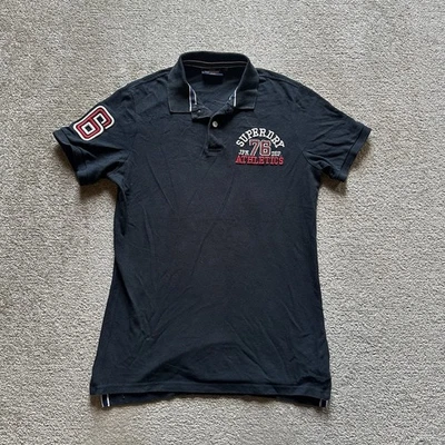 SUPERDRY Herren Poloshirt Polohemd Gr M Polo T Shirt Logo Kurzarm 28813 Schwarz - Bild 1 von 4