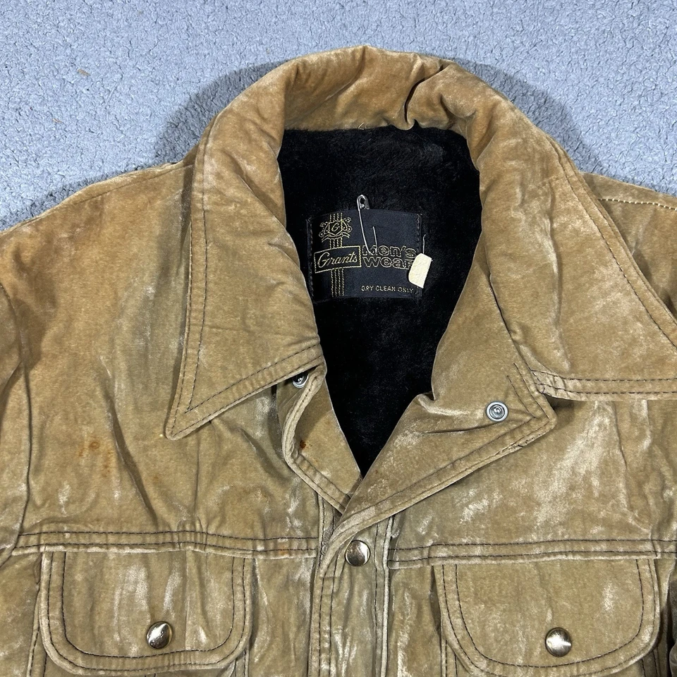 80’s Grants Chaqueta Gamuza Tostada y Marrón Forro Piel Hombre’s Talla 40 Foto 4 de 4