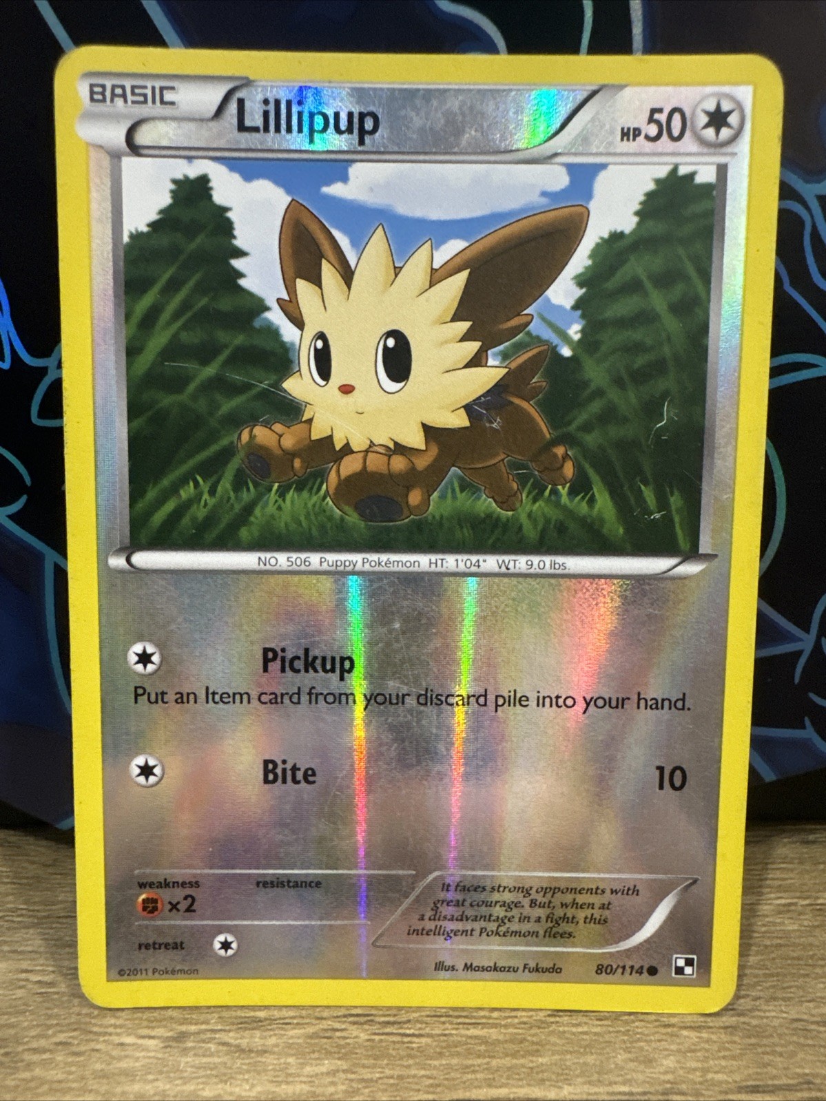 Pokemon Lillipup 80/114 Black & White Reverse Holo Card NM