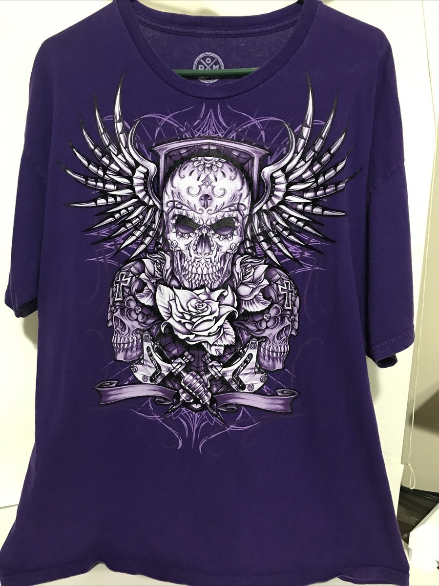 Vendetta Inc. Maglietta Uomo Reaper Skull Nero VD-1413 - Girocollo In Cotone 190g/m² Con Stampa Teschio - Casual E Robusta Con Doppie Cuciture