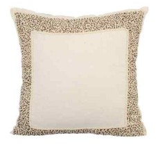 Square Pillow Case Ivory 16"x16", Sofa Decor Cotton Bordered - Pearl Glitter