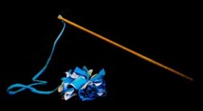 homemade cat wand interactive, blue flowers 100 cottoncloth, real wood, cat toy