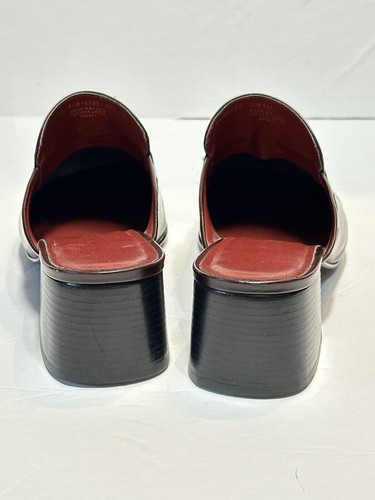 Ralph Lauren Burgundy Women Backless Leather Slip On Loafers Block Heel Size 8B - Picture 10 of 15