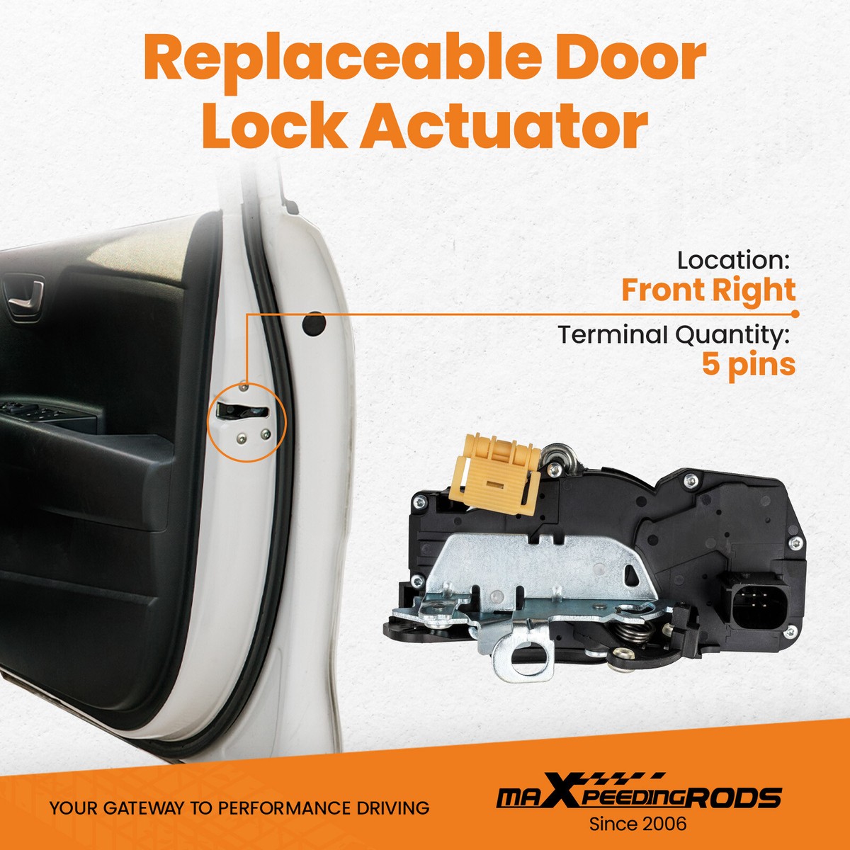 Front Right Door Lock Actuator For Chevy Tahoe, Silverado, Suburban, GMC Sierra, Yukon & Cadillac Escalade (2006-2014)